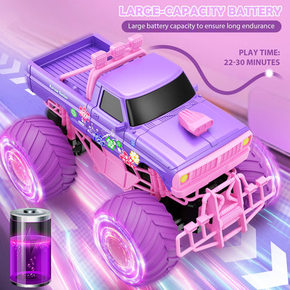 Remote Control Car for Girls, Pink RC Cars All Terrain Off-Road Rc Trucks with Rechargeable Battery, Gift Toys for Girls Kids Boys