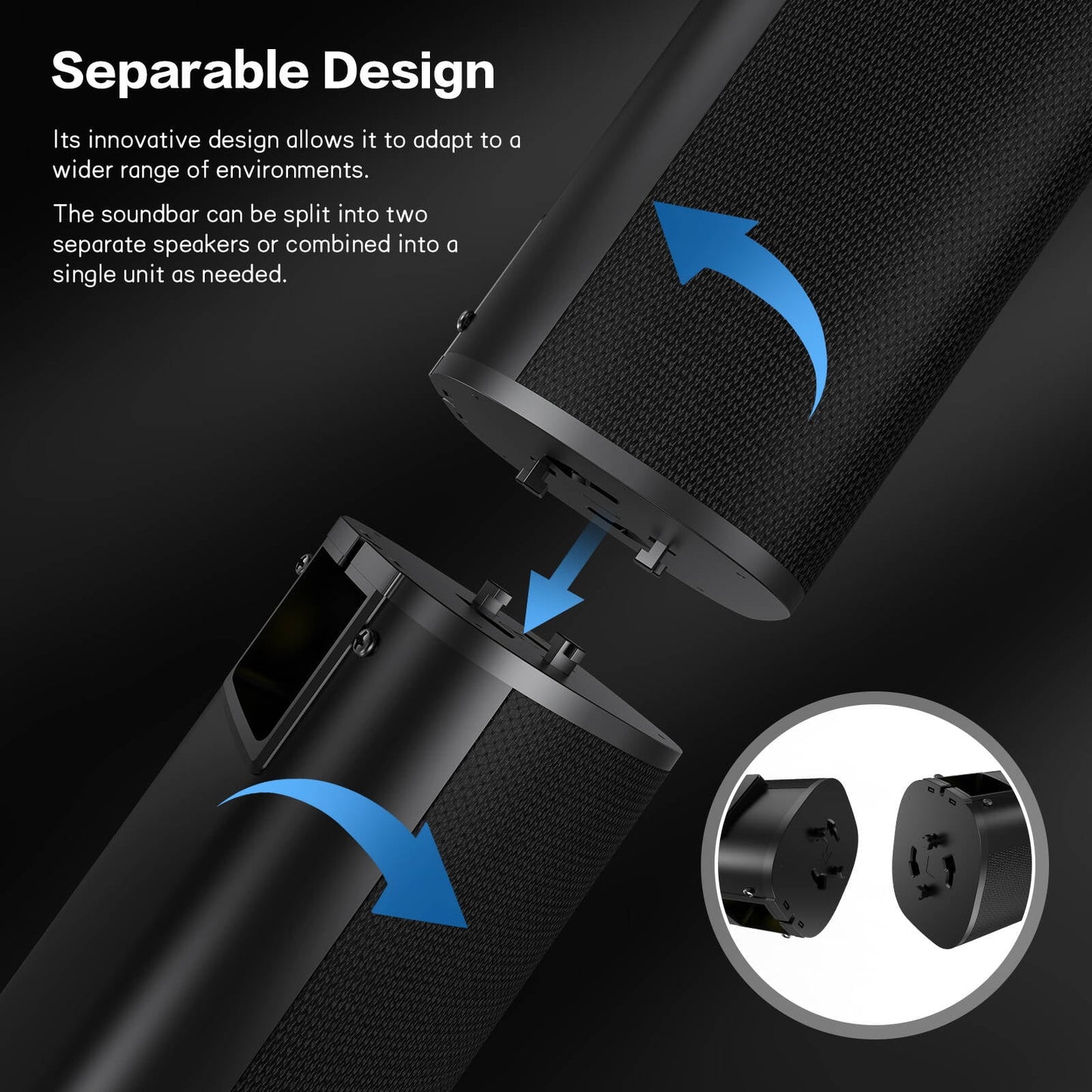 TOPVISION 2.2ch Soundbar with Subwoofer, 100W Sound Bar for TV with Bluetooth 5.3, 2 in 1 Detachable Sound bar for Smart TV, Home Theater Surround Sound System with HDMI ARC/Optical/Aux