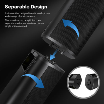 TOPVISION 2.2ch Soundbar with Subwoofer, 100W Sound Bar for TV with Bluetooth 5.3, 2 in 1 Detachable Sound bar for Smart TV, Home Theater Surround Sound System with HDMI ARC/Optical/Aux