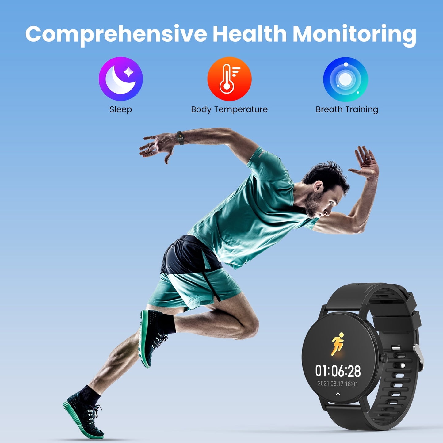 VILINICE Smart Watch, 1.43" Touch Screen Smartwatch for Women Men, IP68 Waterproof Fitness Tracker Bluetooth 5.3, Compatible with Android & iOS, Black