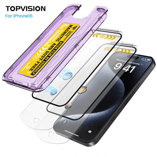 (2 Pack) TOPVISION Screen Protector for iPhone 16, HD Tempered Glass Easy Installation Bubble Free