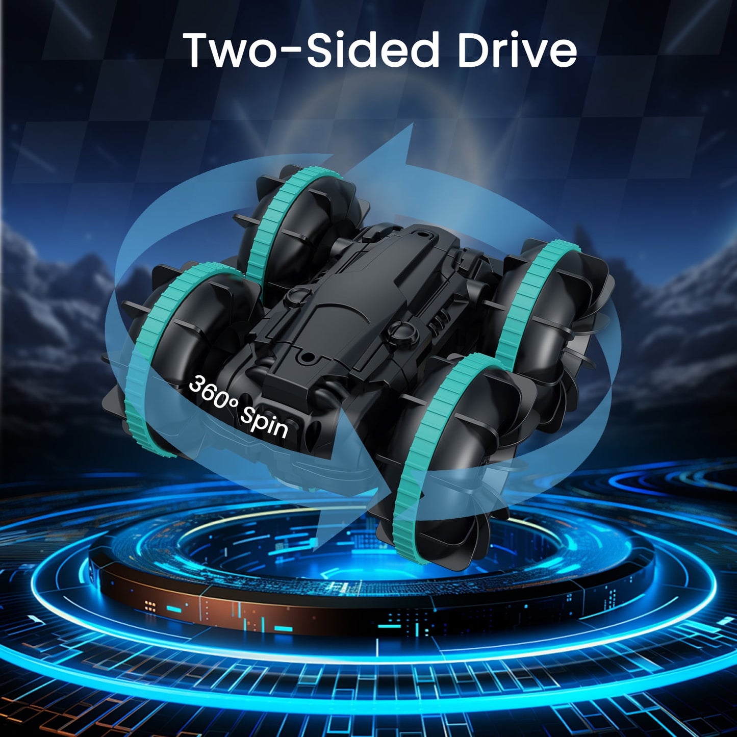 Remote Control Cars, 4WD off Road Stunt Car 2.4GHz Land Water 2 in 1 Remote Control, RC Cars for Kids Boys-Green