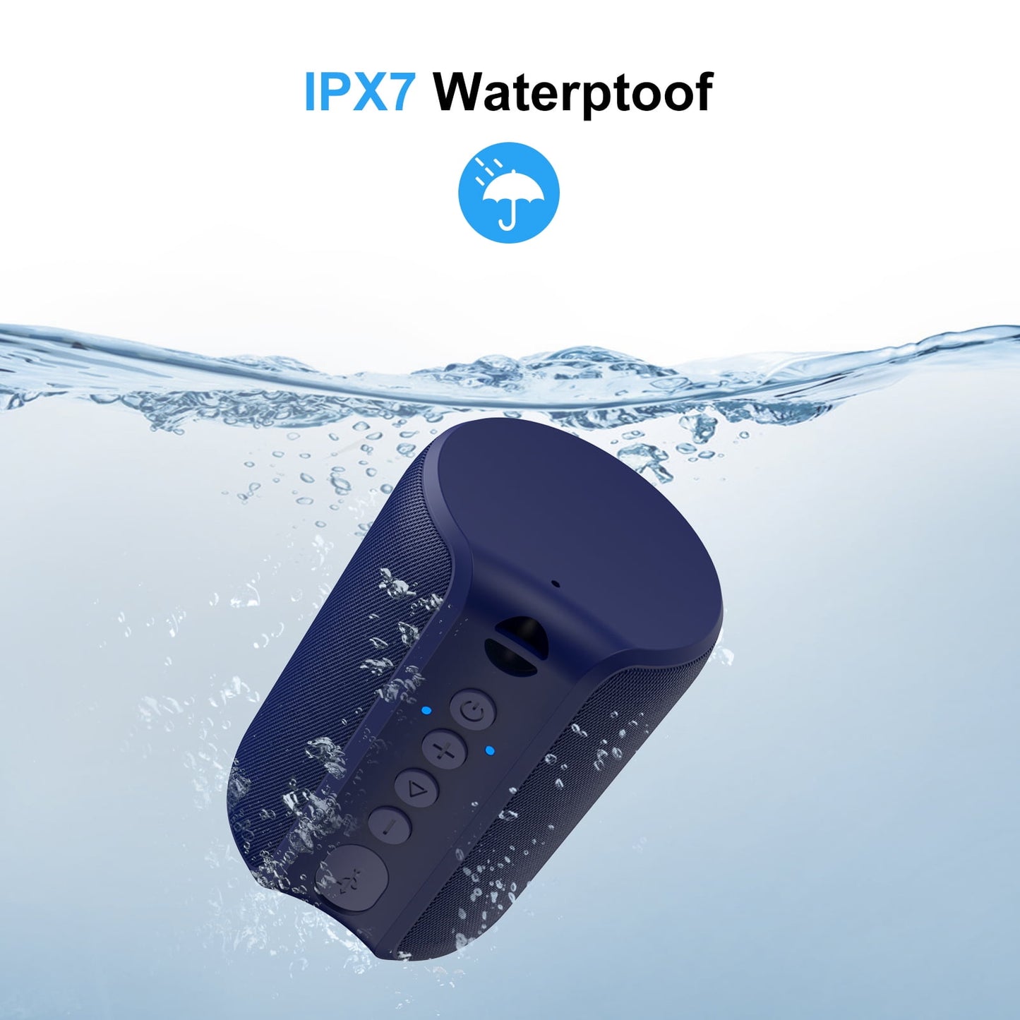 VILINICE Bluetooth Speaker Portable, IPX7 Waterproof Wireless Outdoor Speaker, TWS Pairing, 12H Playtime, Blue