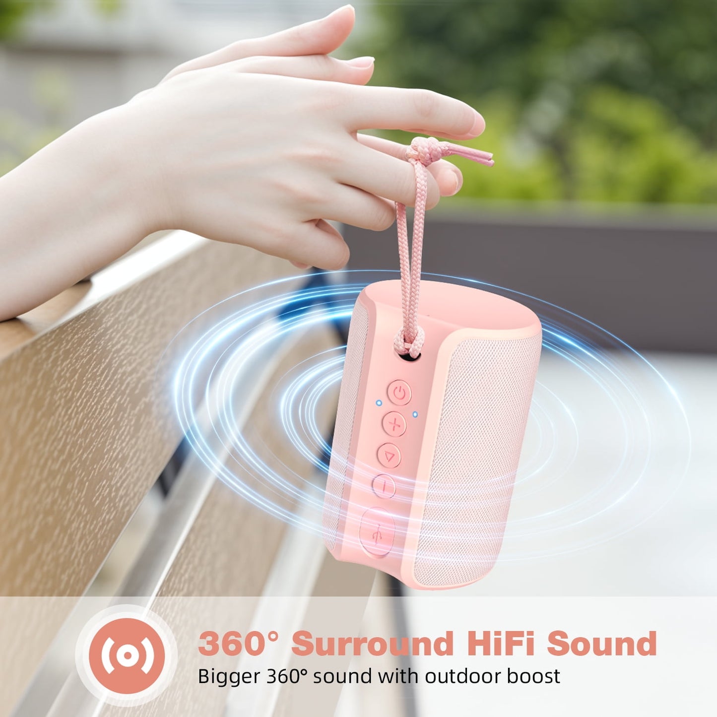 VILINICE Bluetooth Speaker Portable, IPX7 Waterproof Wireless Outdoor Speaker, TWS Pairing, 12H Playtime, Pink