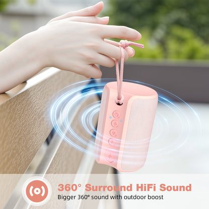 VILINICE Bluetooth Speaker Portable, IPX7 Waterproof Wireless Outdoor Speaker, TWS Pairing, 12H Playtime, Pink