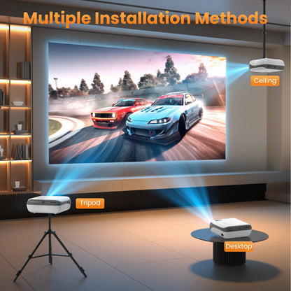 Groview Projector with WiFi and Bluetooth, Native 1080P Support 4K, 100" Screen Included