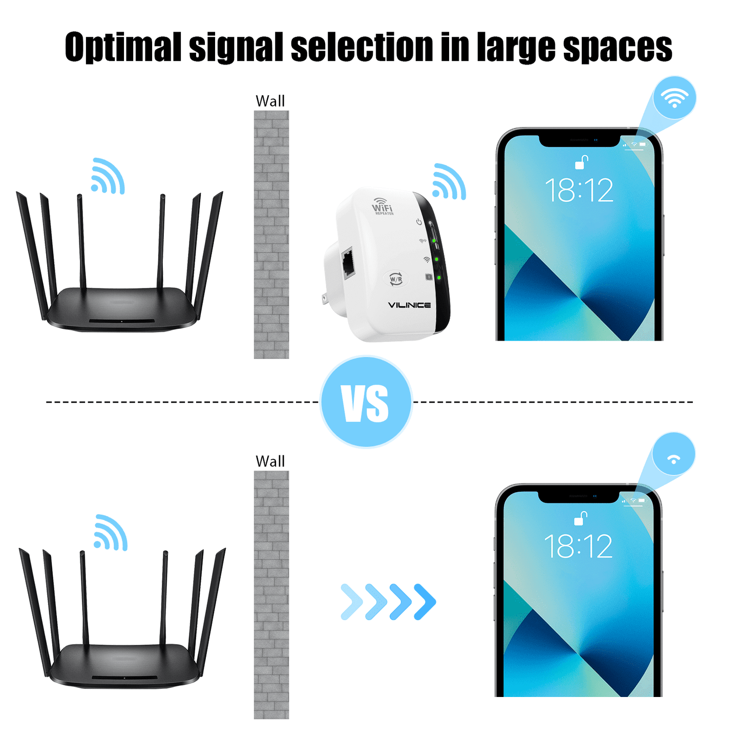 VILINICE AC1200 Dual-Band Wi-Fi Extender, Coverage up to 3000 sq ft, 2 Count, 2 Pack