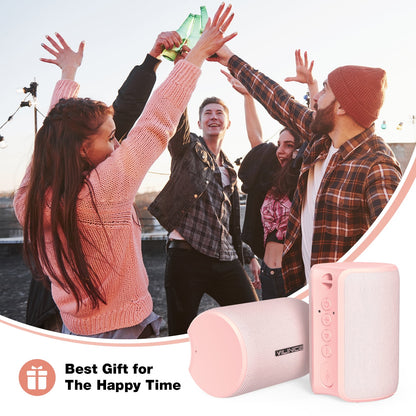 VILINICE Bluetooth Speaker Portable, IPX7 Waterproof Wireless Outdoor Speaker, TWS Pairing, 12H Playtime, Pink
