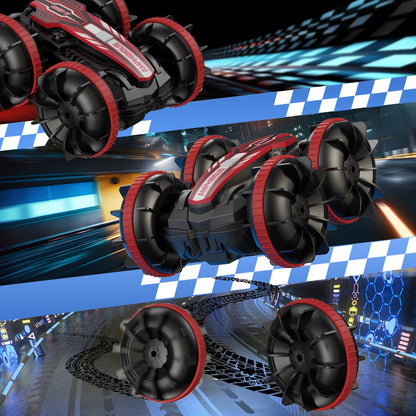 Remote Control Cars, 4WD off Road Stunt Car 2.4GHz Land Water 2 in 1 Remote Control, RC Cars for Kids Boys-Red