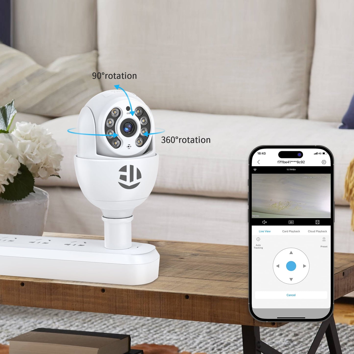 TOPVISION Light Bulbs Security Camera, 2MP 1080P, Color Night Vision, Motion Detection, Includes Accessories