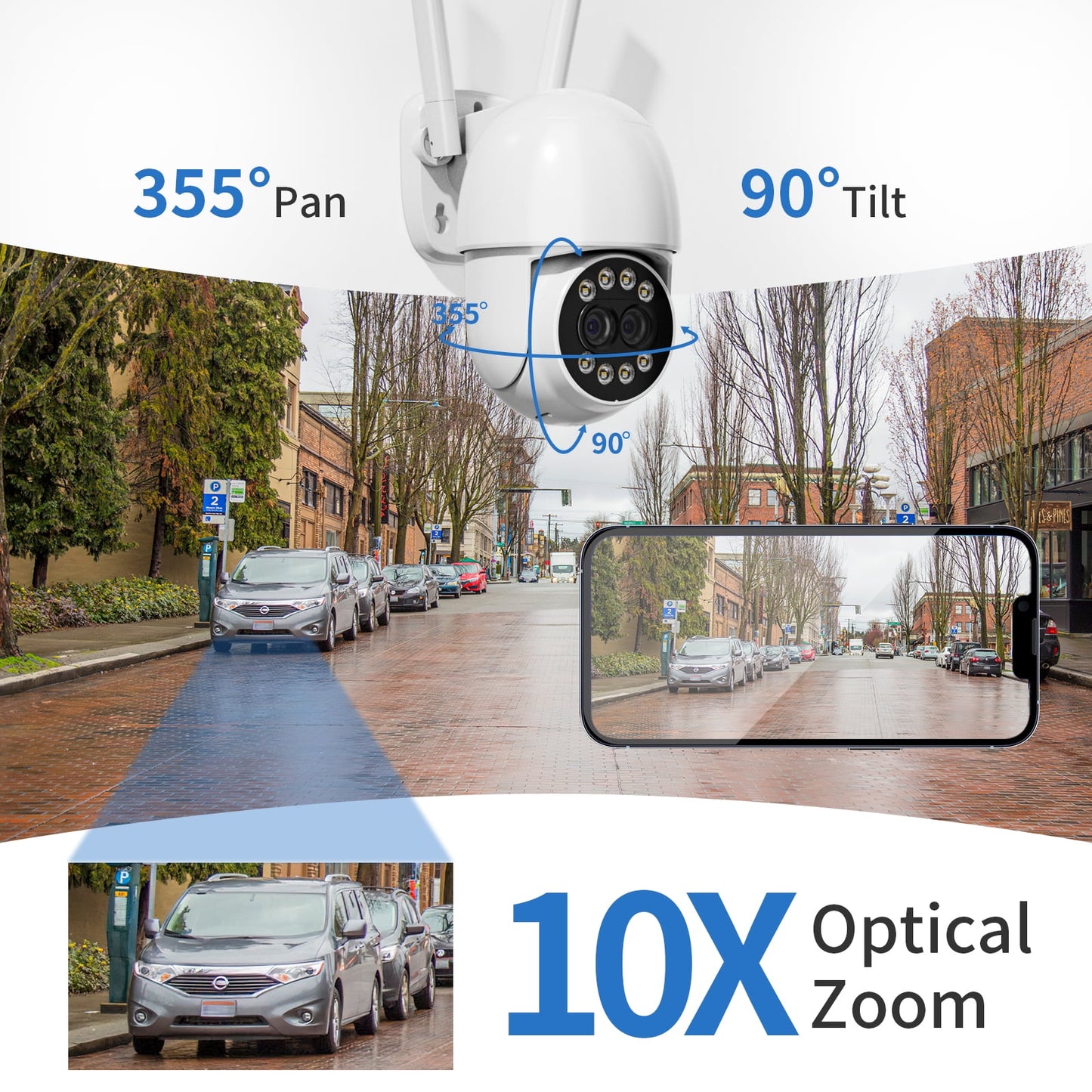 TOPVISION 4MP Outdoor Security Cameras with Dual Lens, Full Color Night Vision, IP66 Waterproof, 1