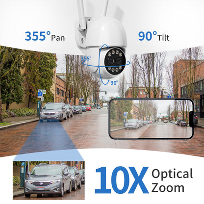 TOPVISION 4MP Outdoor Security Cameras with Dual Lens, Full Color Night Vision, IP66 Waterproof, 1
