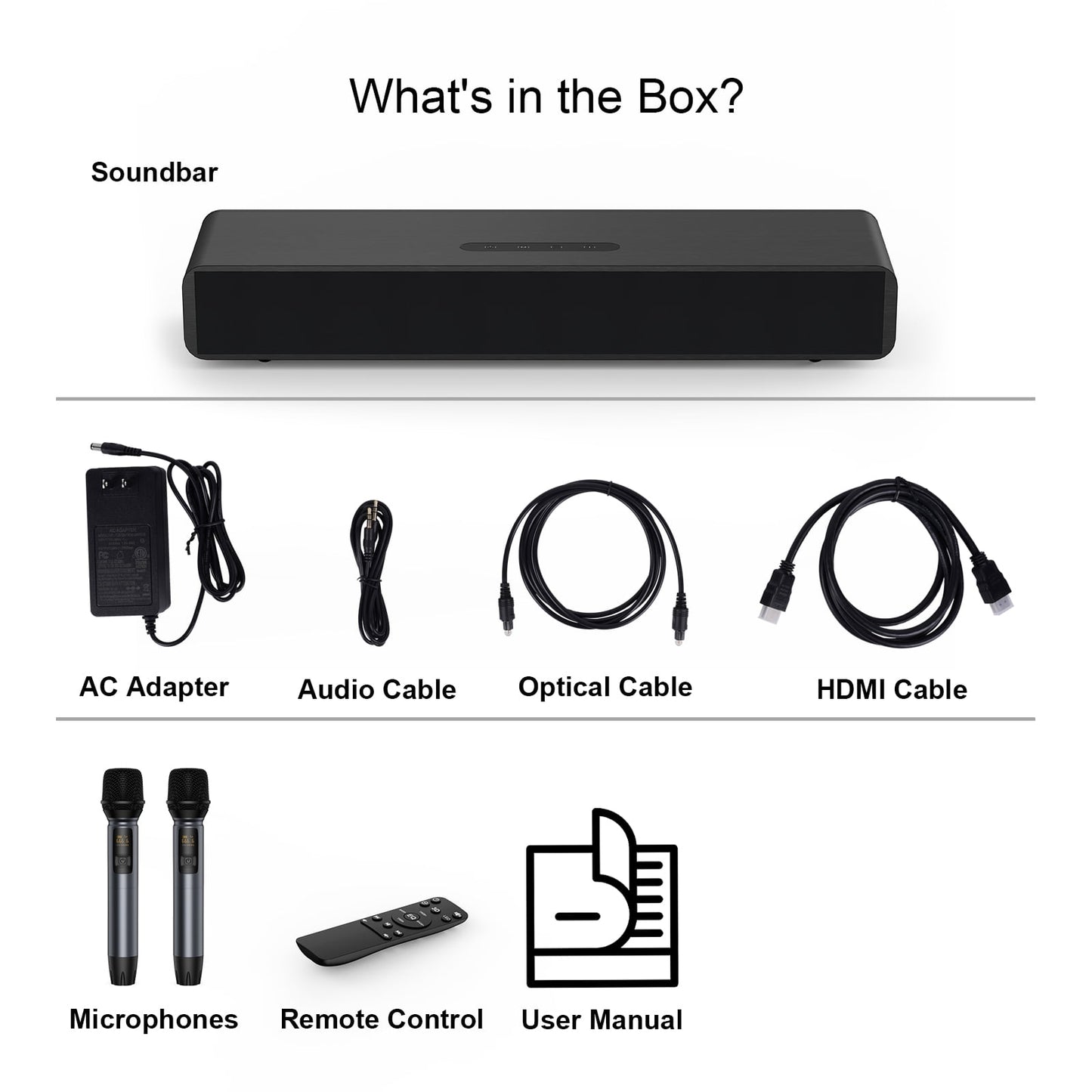 TOPVISION 4.1ch Surround Sound Bar for TV, Soundbar with Subwoofer, Karaoke Machine with 2 Mic, 4 Drivers, Bluetooth/USB/Optical/AUX/HDMI Connectivity, SP02
