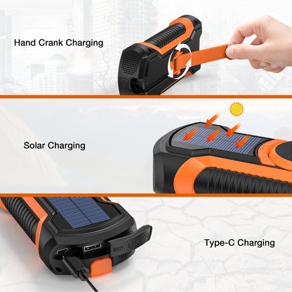 TOPVISION Emergency Radio, AM/FM/NOAA Weather Radio with 5000mAh Portable Power Bank, USB/Solar/Hand Crank Charging, Waterproof Flashlight, SOS Alarm for Camping Hiking Travel Hurricane