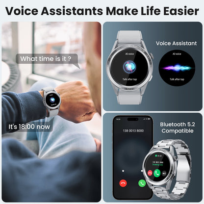 TOPVISION Smart Watch for Men Women, Fitness Tracker 100+ Sport Modes 2 Bands for Android iOS, Silver