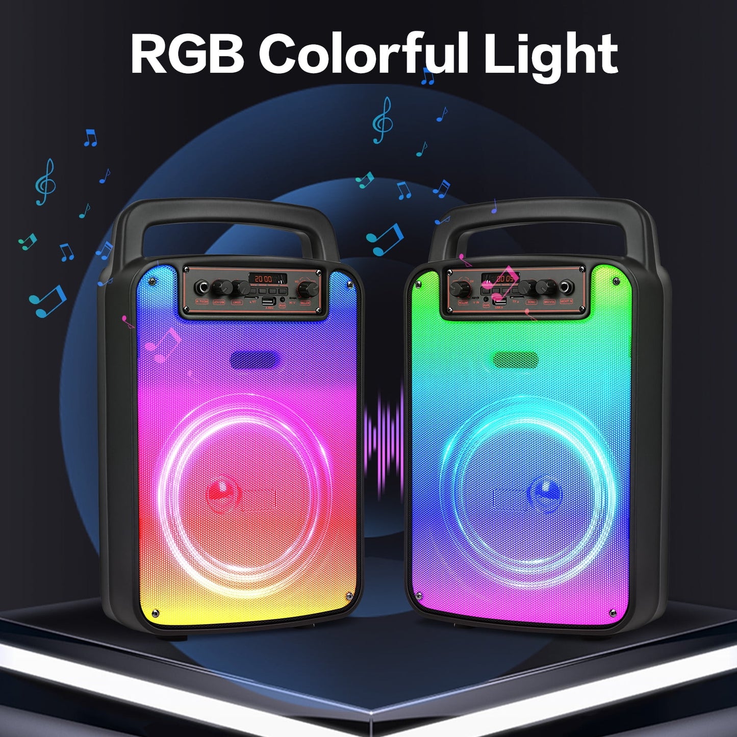 VILINICE Bluetooth Rechargeable Speaker, Portable Speaker with Microphone, Speaker for Home Outdoor Party Camping, Support RGB/TWS/FM