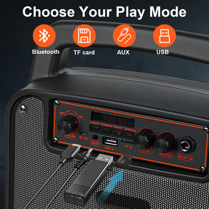 VILINICE Bluetooth Rechargeable Speaker, Portable Speaker with Microphone, Speaker for Home Outdoor Party Camping, Support RGB/TWS/FM