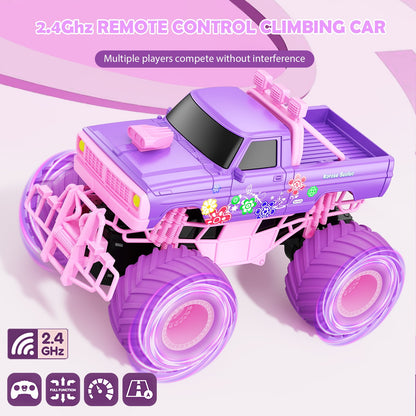 Remote Control Car for Girls, Pink RC Cars All Terrain Off-Road Rc Trucks with Rechargeable Battery, Gift Toys for Girls Kids Boys