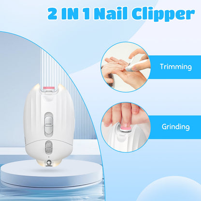 FEBFOXS Baby Nail Clipper Electric, Baby Nail Trimmer with Ligh, Nail File Manicure Set for Newborn Toddler and Adults