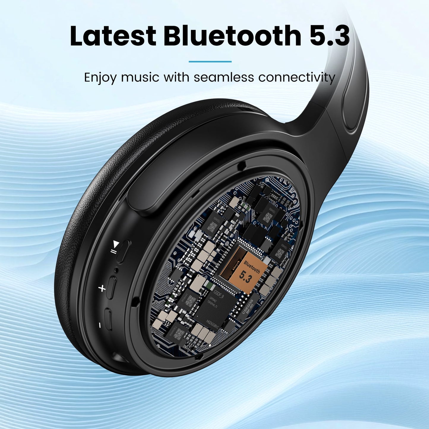 VILINICE Noise Cancelling Headphones, Wireless Bluetooth Over Ear Headphones with Microphone, Black, Q8