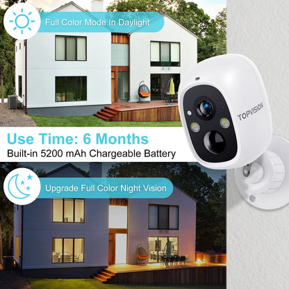 TOPVISION D30 2K Wireless Outdoor Surveillance Camera, 2 Channels, 3 MP, with Accessories
