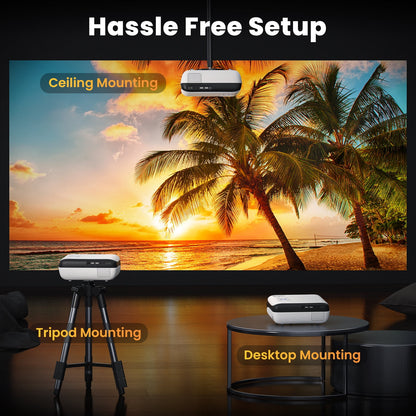 HAPPRUN H1 1080P 4K Video Projector, Support 40" to 200'' Screen, White, 1 Count, 1 Pack