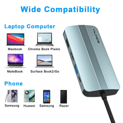 VILINICE USB-C Dual Display 9in1 Laptop Docking Station ,Aircraft-grade aluminum