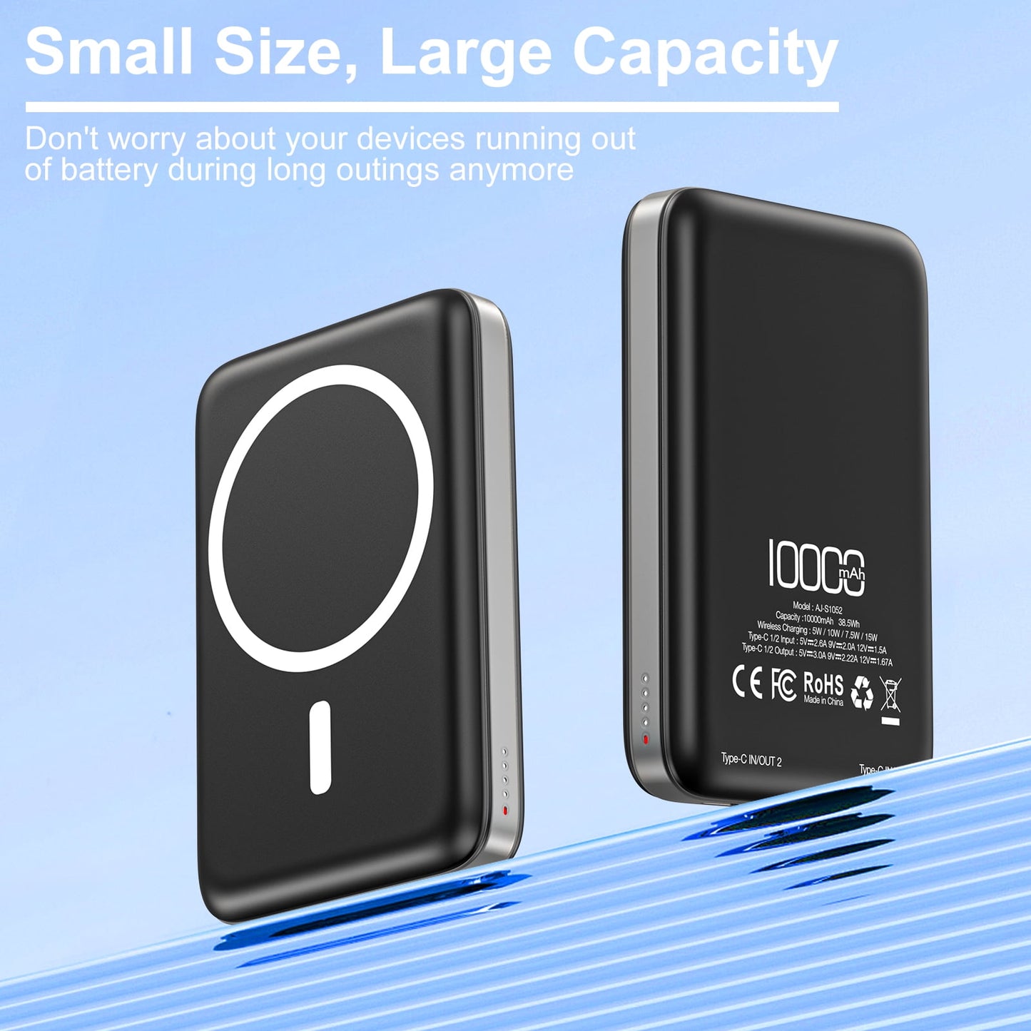 VILINICE 10000mAh Magnetic Portable Charger, Wireless Power Bank with 20W PD Fast Charging, Mini Battery Pack Compatible with iPhone 16/15/14/13