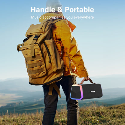 VILINICE Bluetooth Speaker, IPX6 Waterproof Portable Wireless Speaker Outdoor with Handle, RGB Lights, Dual Drivers for Deep Bass & Stereo Sound