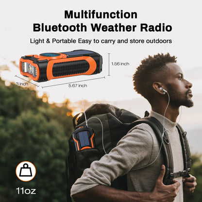 TOPVISION Emergency Radio, AM/FM/NOAA Weather Radio with 5000mAh Portable Power Bank, USB/Solar/Hand Crank Charging, Waterproof Flashlight, SOS Alarm for Camping Hiking Travel Hurricane