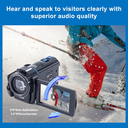 TOPVISION 5K UHD Video Camera Camcorder, 18X Zoom, 64MP,3'' IPS Touch Screen, 32GB SD Card,Black