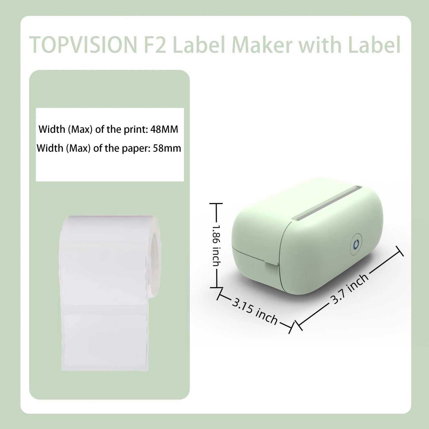 TOPVISION F2 Label Printerr,2 inches Barcode Label Maker Wireless Thermal Sticker Printer