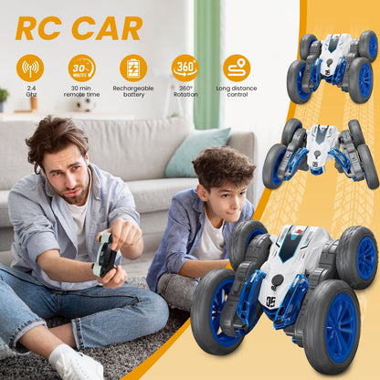 Remote Control Cars, RC Car Stunt with LED Lights, 360° Double-Sided RC Car, Indoor/Outdoor Rechargeable Electric Toy Cars