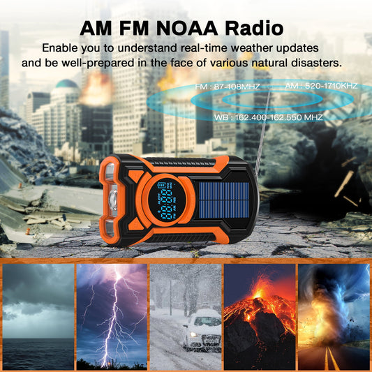TOPVISION Emergency Radio, AM/FM/NOAA Weather Radio with 5000mAh Portable Power Bank, USB/Solar/Hand Crank Charging, Waterproof Flashlight, SOS Alarm for Camping Hiking Travel Hurricane