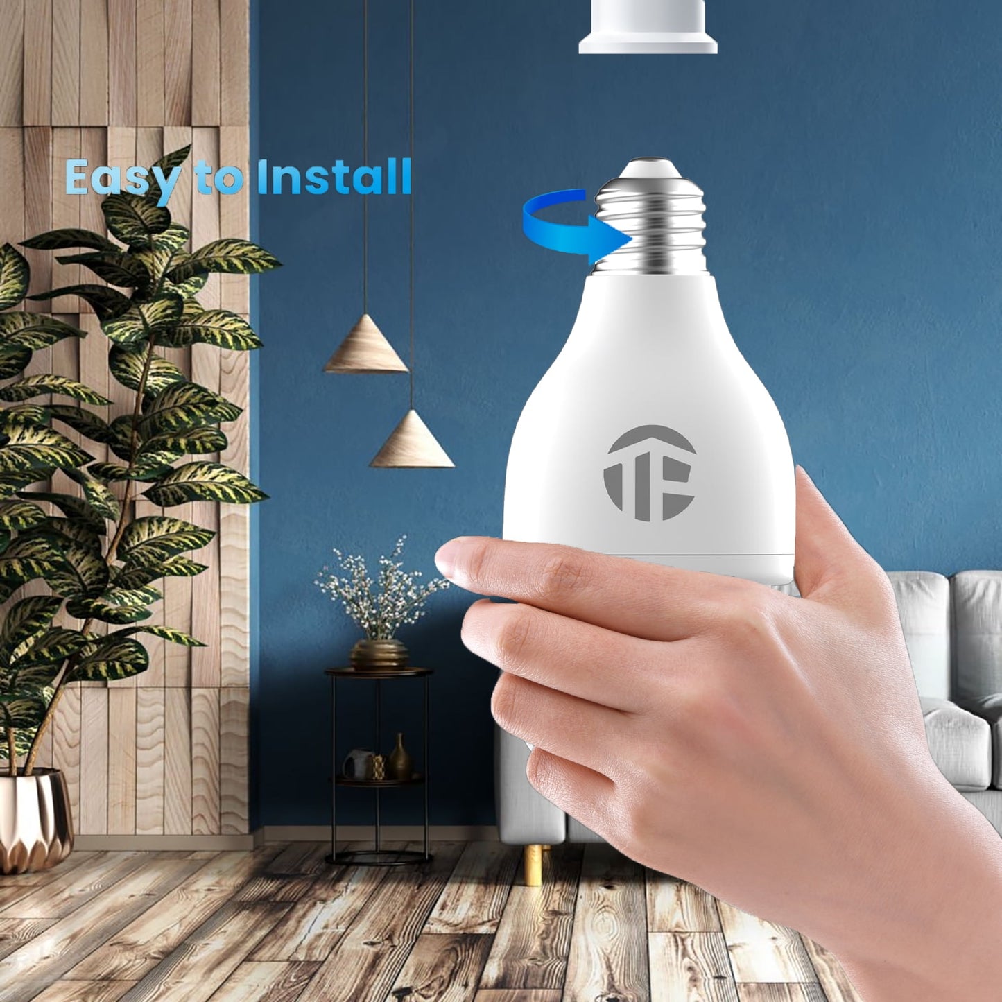 TOPVISION Light Bulbs Security Camera, 2MP 1080P, Color Night Vision, Motion Detection, Includes Accessories