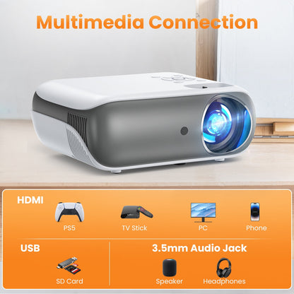 Groview Projector with WiFi and Bluetooth, Native 1080P Support 4K, 100" Screen Included