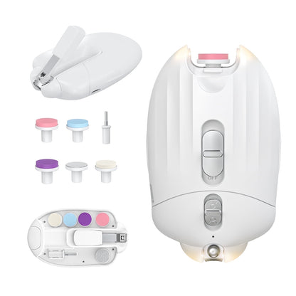 FEBFOXS Baby Nail Clipper Electric, Baby Nail Trimmer with Ligh, Nail File Manicure Set for Newborn Toddler and Adults