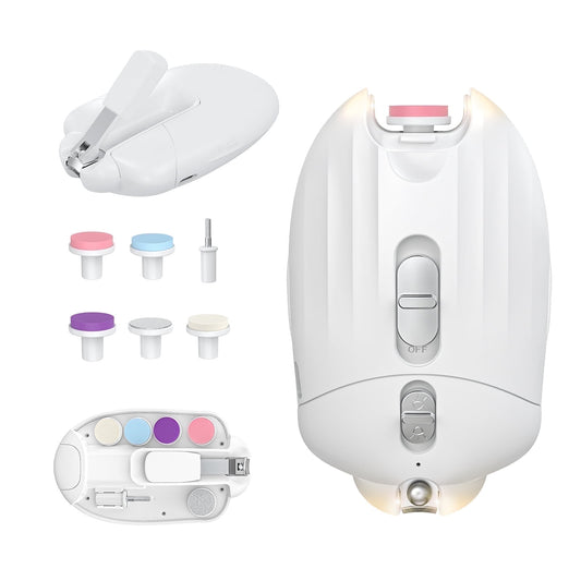 FEBFOXS Baby Nail Clipper Electric, Baby Nail Trimmer with Ligh, Nail File Manicure Set for Newborn Toddler and Adults