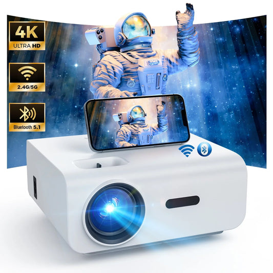 Groview 5G/2.4G WiFi Bluetooth Projector, 12000 Lux Native 1080P Support 4K, Outdoor Movie Projector Compatible with iOS/Android, 100" Screen Included