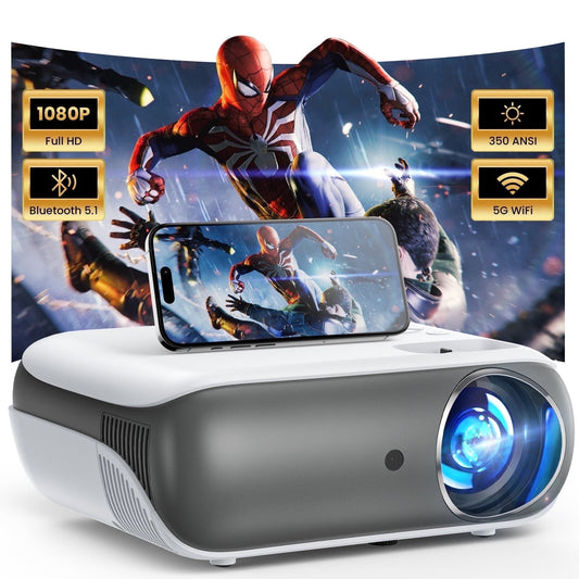 Groview Projector with WiFi and Bluetooth, Native 1080P Support 4K, 100" Screen Included
