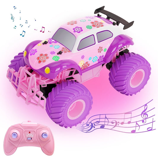 Pink Remote Control Car for Girls - All Terrain RC Truck with Rechargeable Battery, 6.5+ MPH, Toy Vehicle for Kids Age 5+