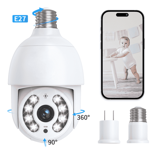TOPVISION 2K Security Camera, 4 MP Outdoor Surveillance Camera with Bulb Base, Full Color Night Vision, White, 1