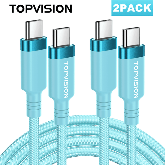 TOPVISION USB-C Cable, [2 Cables 6FT] Type C Charger Cord Nylon Braided, 3.1A Type C Fast Charging Cable, Compatible with iPhone15/16 Series, Samsung, Pixel, Moto, Android
