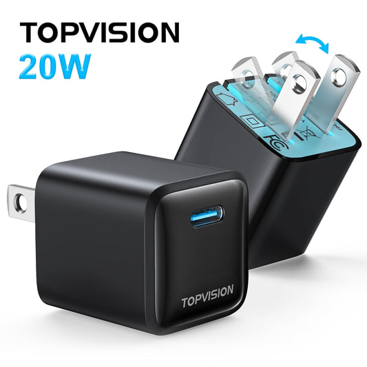 TOPVISION USB-C Charger Block 20W, Wall Charger Fast Charging Block for Apple, Android, 1 Pack