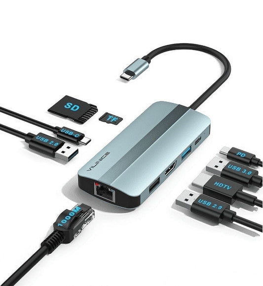 VILINICE USB-C Dual Display 9in1 Laptop Docking Station ,Aircraft-grade aluminum