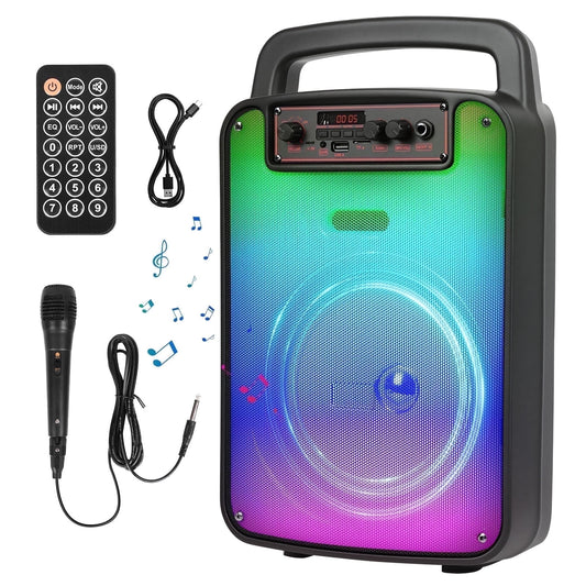 VILINICE Bluetooth Rechargeable Speaker, Portable Speaker with Microphone, Speaker for Home Outdoor Party Camping, Support RGB/TWS/FM