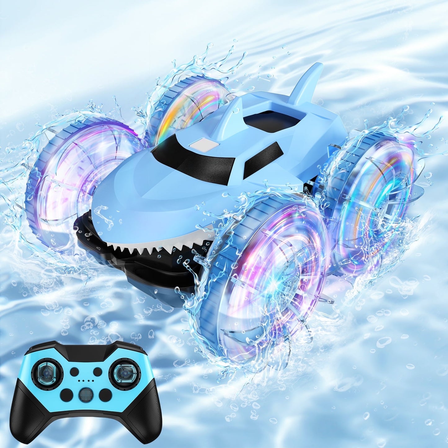 VILINICE Remote Control Cars, 4WD RC Stunt Car, 2.4 GHz 360° Rotating RC Cars with LED Light, Toy Cars Gifts for Kids Boys and Girls, Blue, 9+ MPH
