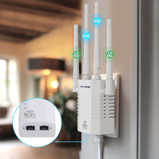 VILINICE WiFi Extender, Dual-Band Wi-Fi Repeaters up to 1200Mbps, Coverage up to 8800 Sq Ft, 1 Pack