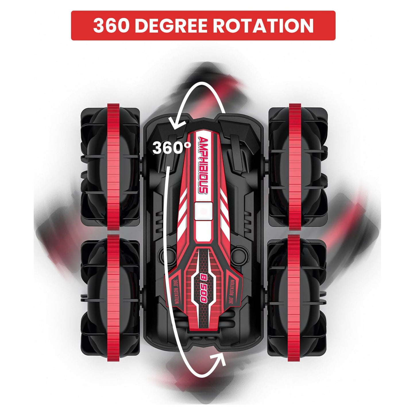 Remote Control Cars, 4WD off Road Stunt Car 2.4GHz Land Water 2 in 1 Remote Control, RC Cars for Kids Boys-Red