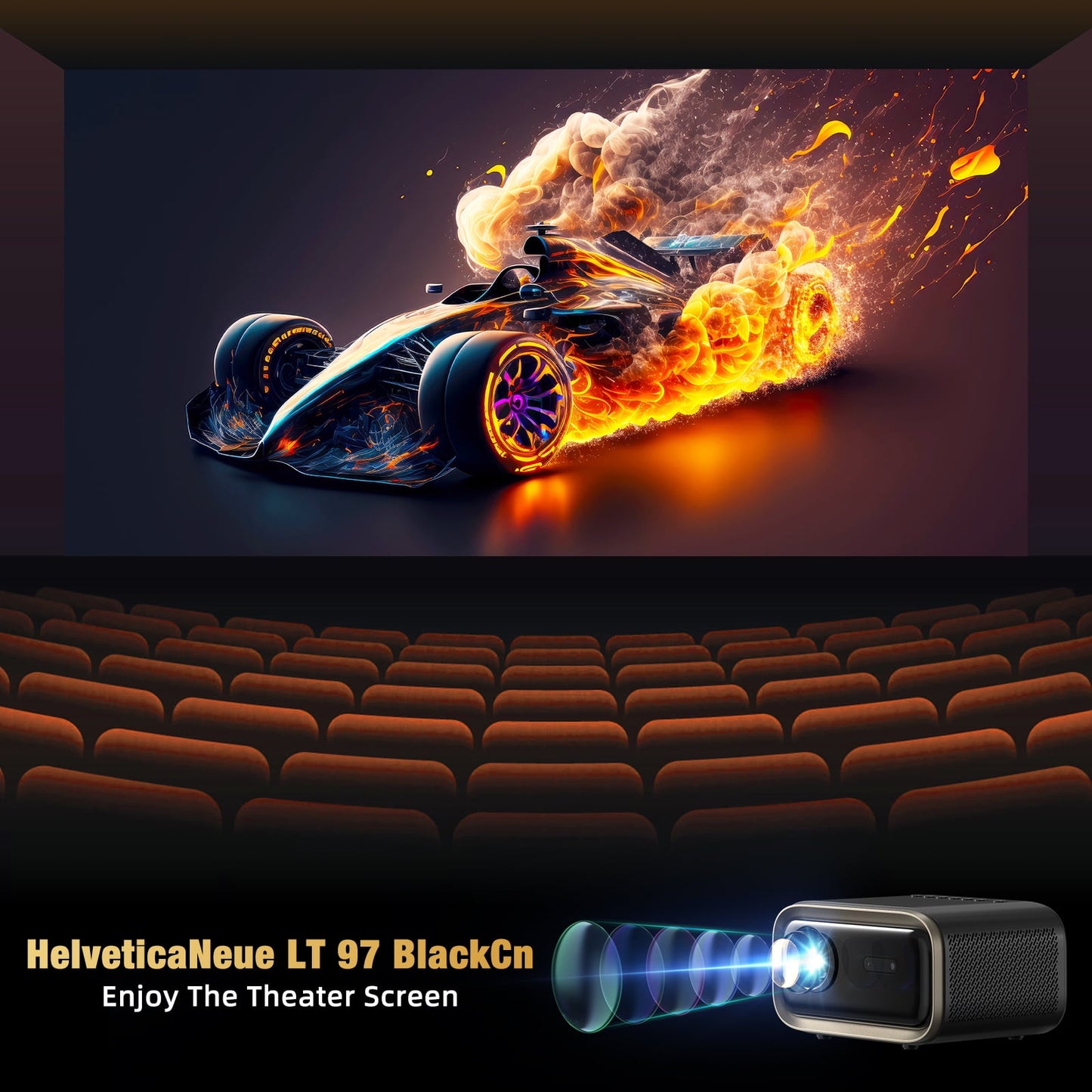 TOPVISION Native 1080P Projector with Wifi and Bluetooth, 50,000Hrs Lamp Life,Auto Focus,Black, 1 Pack
